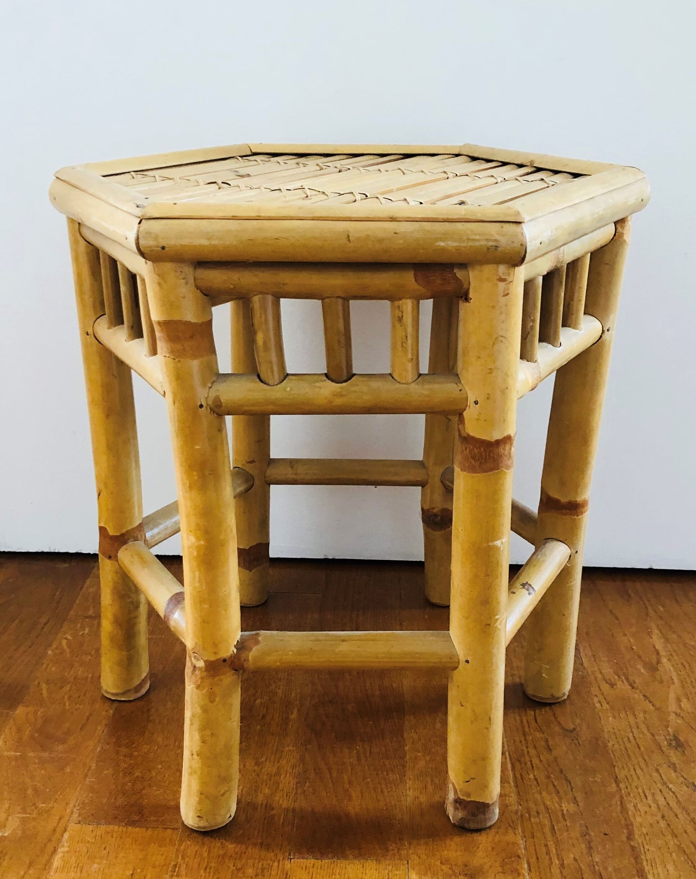 Two rattan side tables