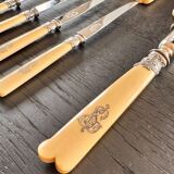 12 Robert Linzeler knives and leg of lamb set for Jules Piault Paris