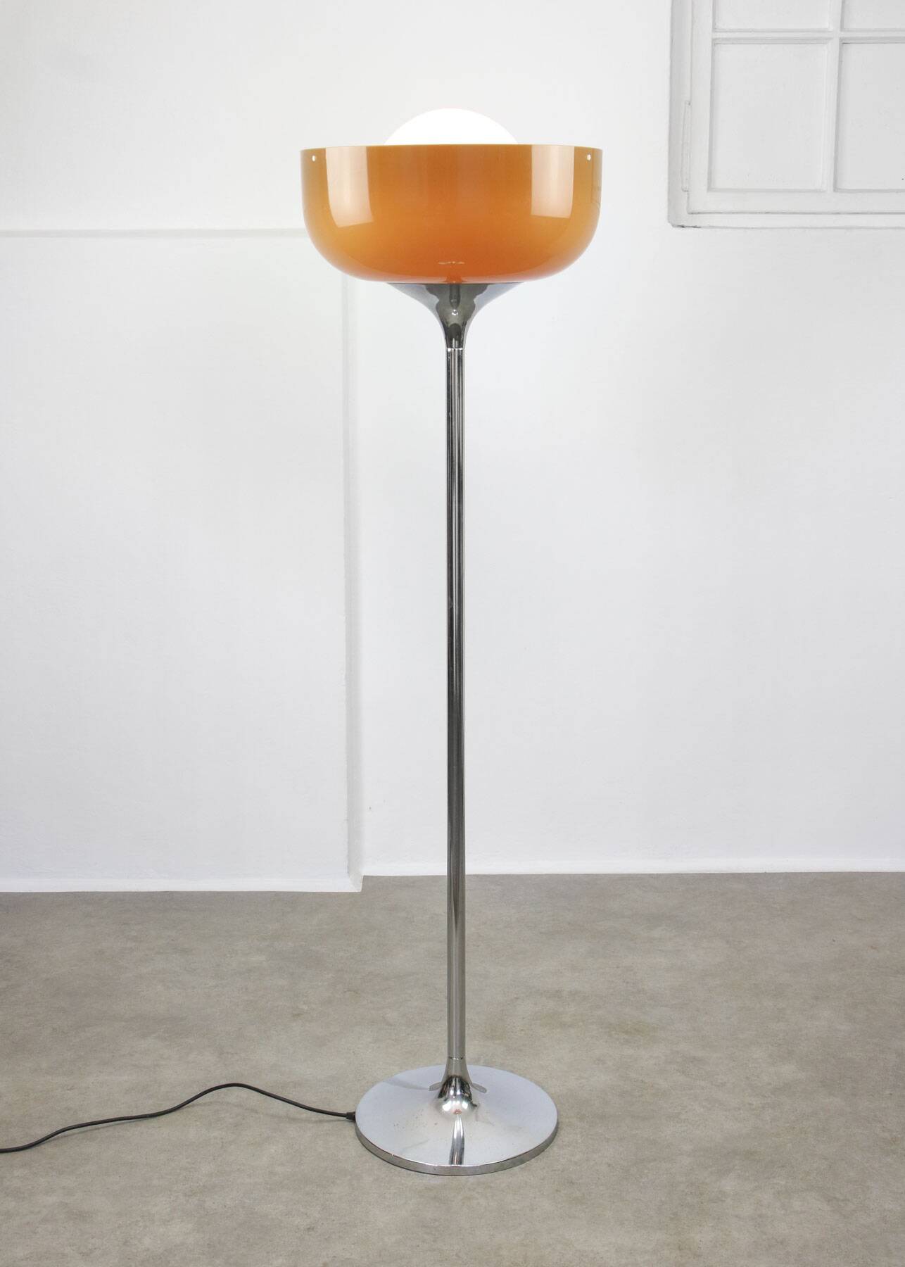 Big Brown Floor Lamp by Luigi Massoni for Guzzini, 1970s