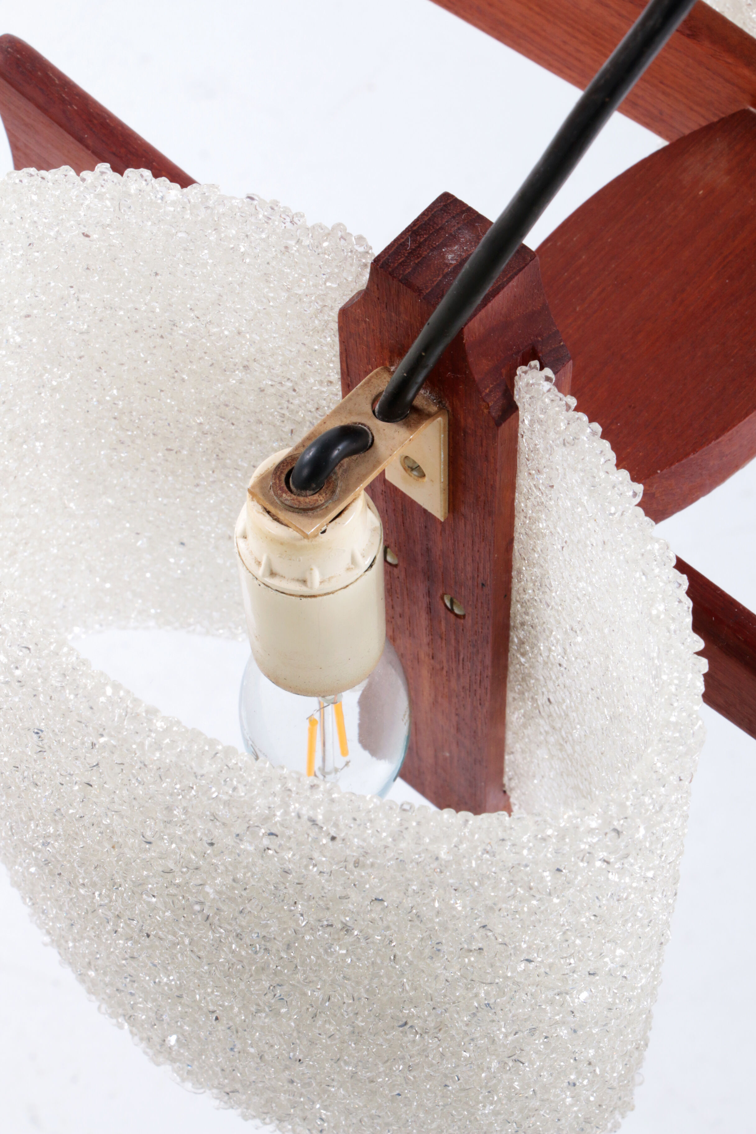 Scandinavian pendant light with resin caps, 1960