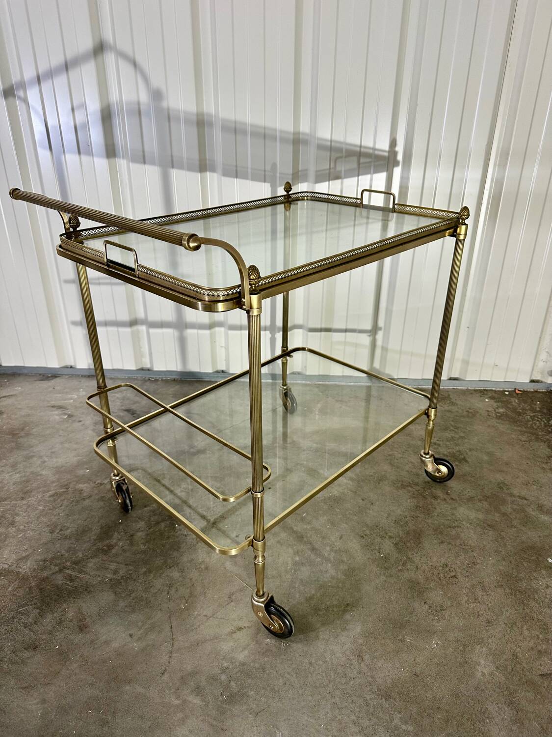 1970s gold rolling serving table