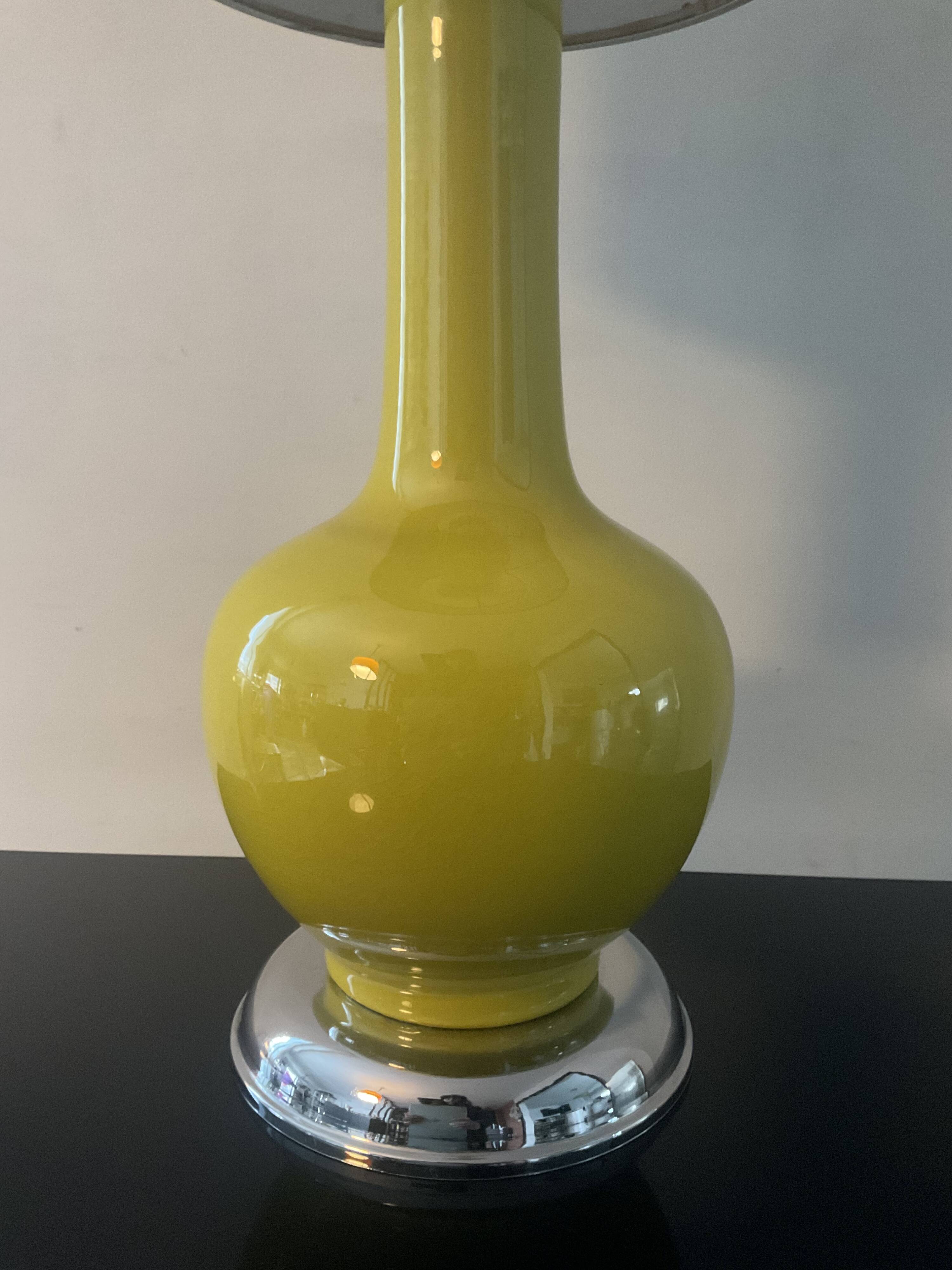 Vintage ceramic and chrome metal lamp from the 60s and 70s