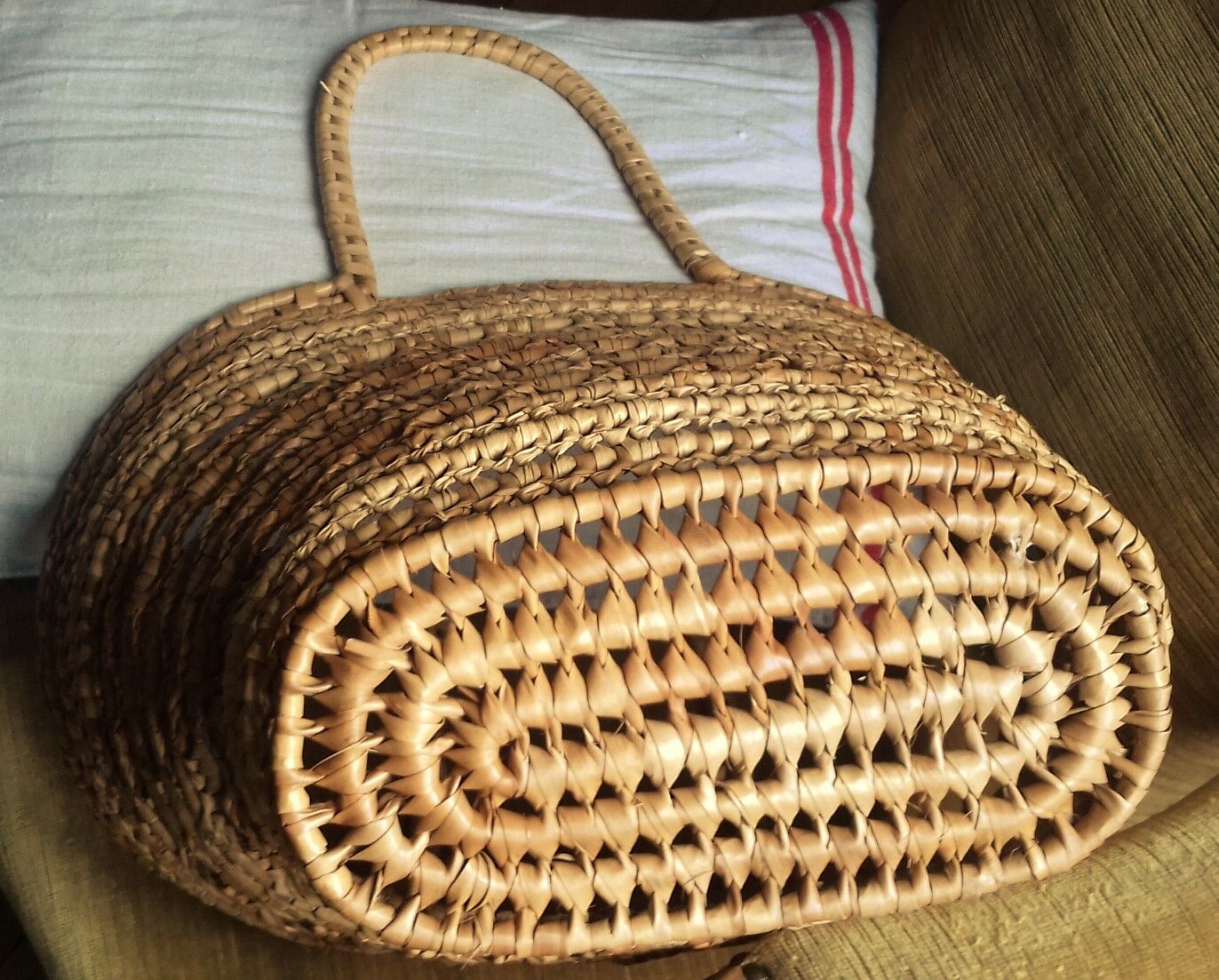 Basket two vintage soft wicker handles