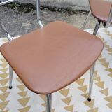 Set 4 chaises vintage scandinave chrome et simili