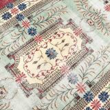 7x11 Rug For Living Room Red Green Bordered Vintage Area Rug, 215x335Cm