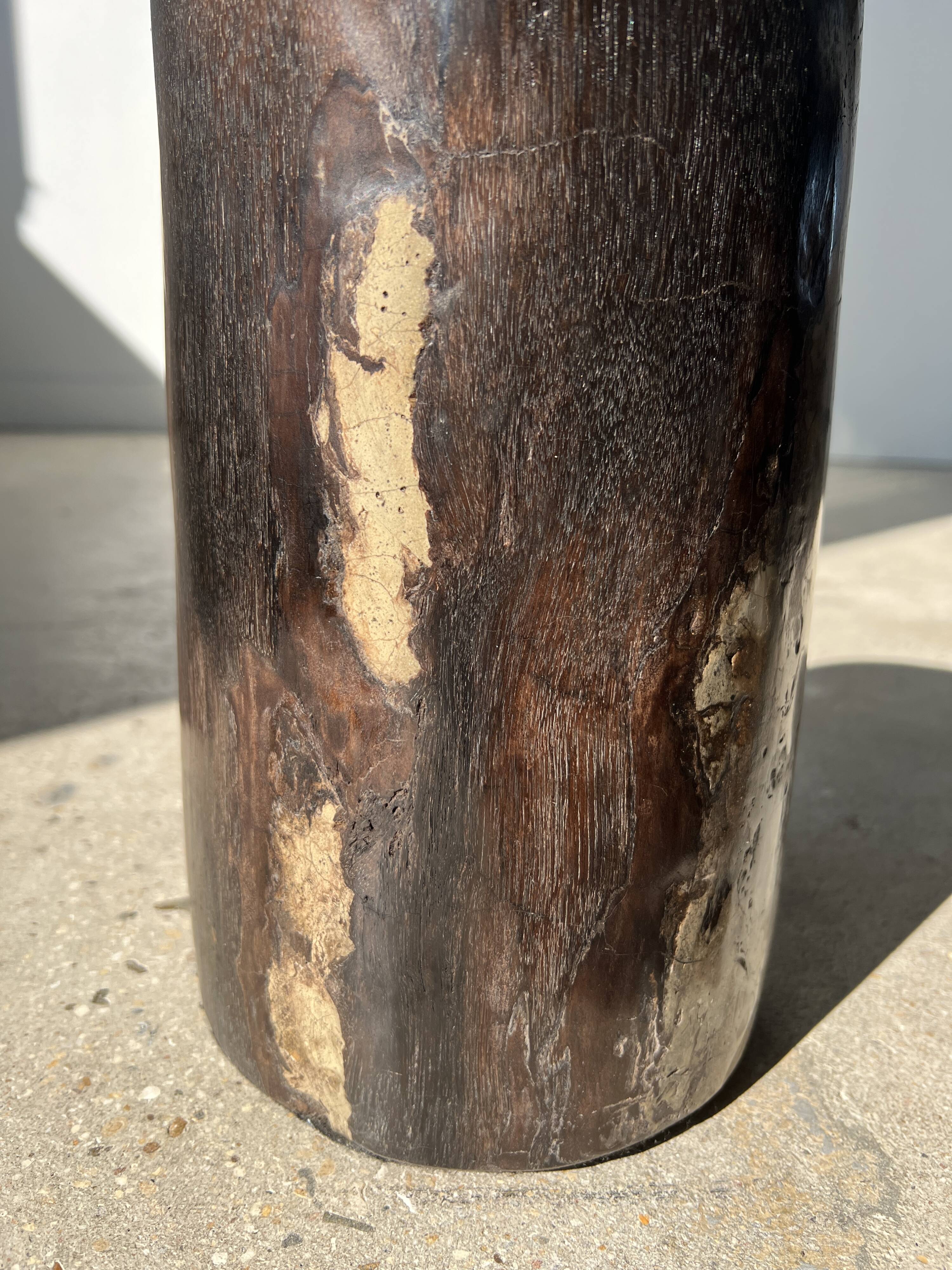 Side table in black petrified wood h:28,5cm d:17cm