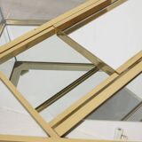 Vintage 60's table in golden brass and crystal italian design