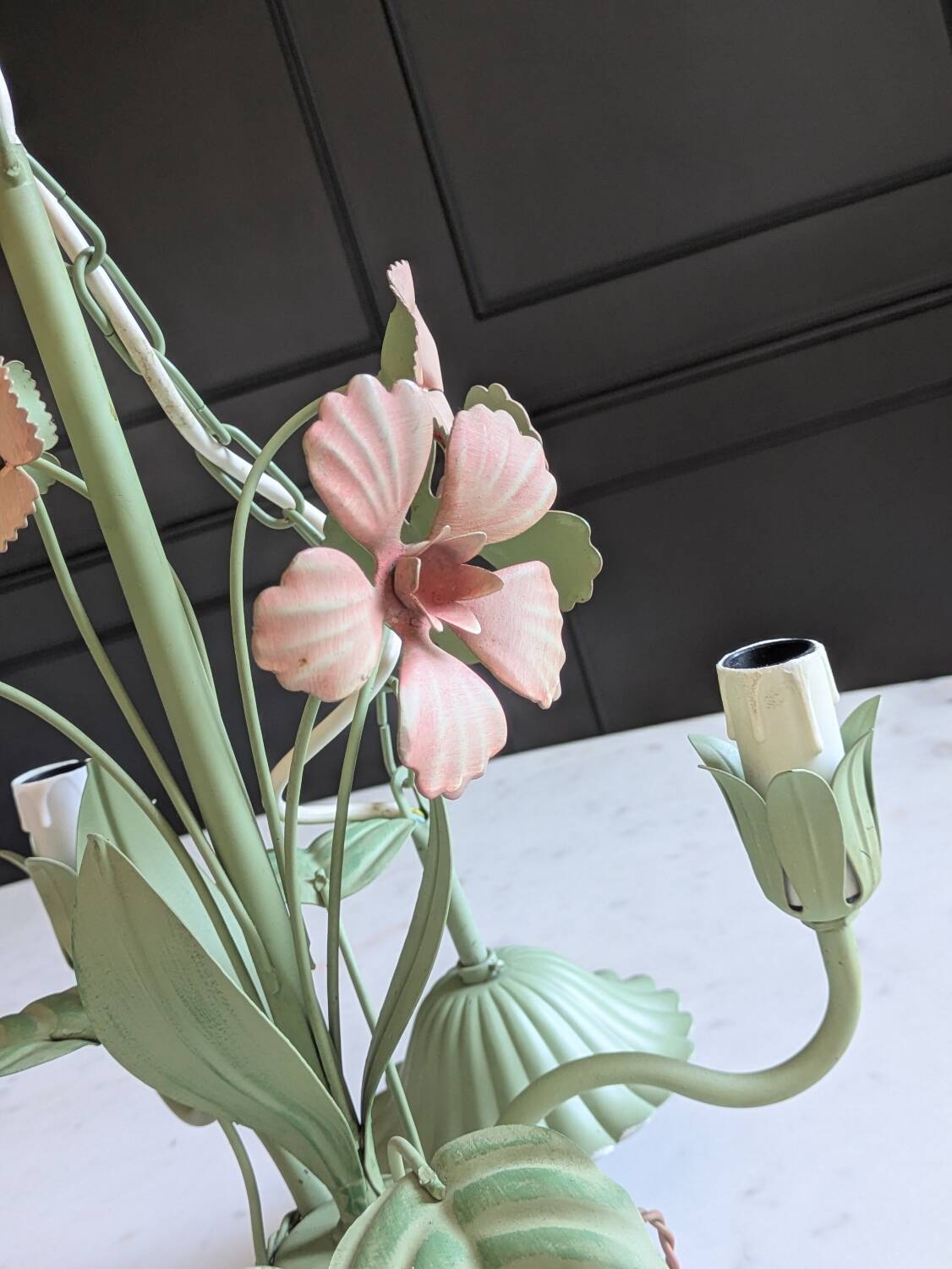 Ancien lustre fleuri italien