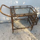 Bamboo serving trolley with wheels