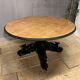 Large oval oak hunting table with central leg and extensions