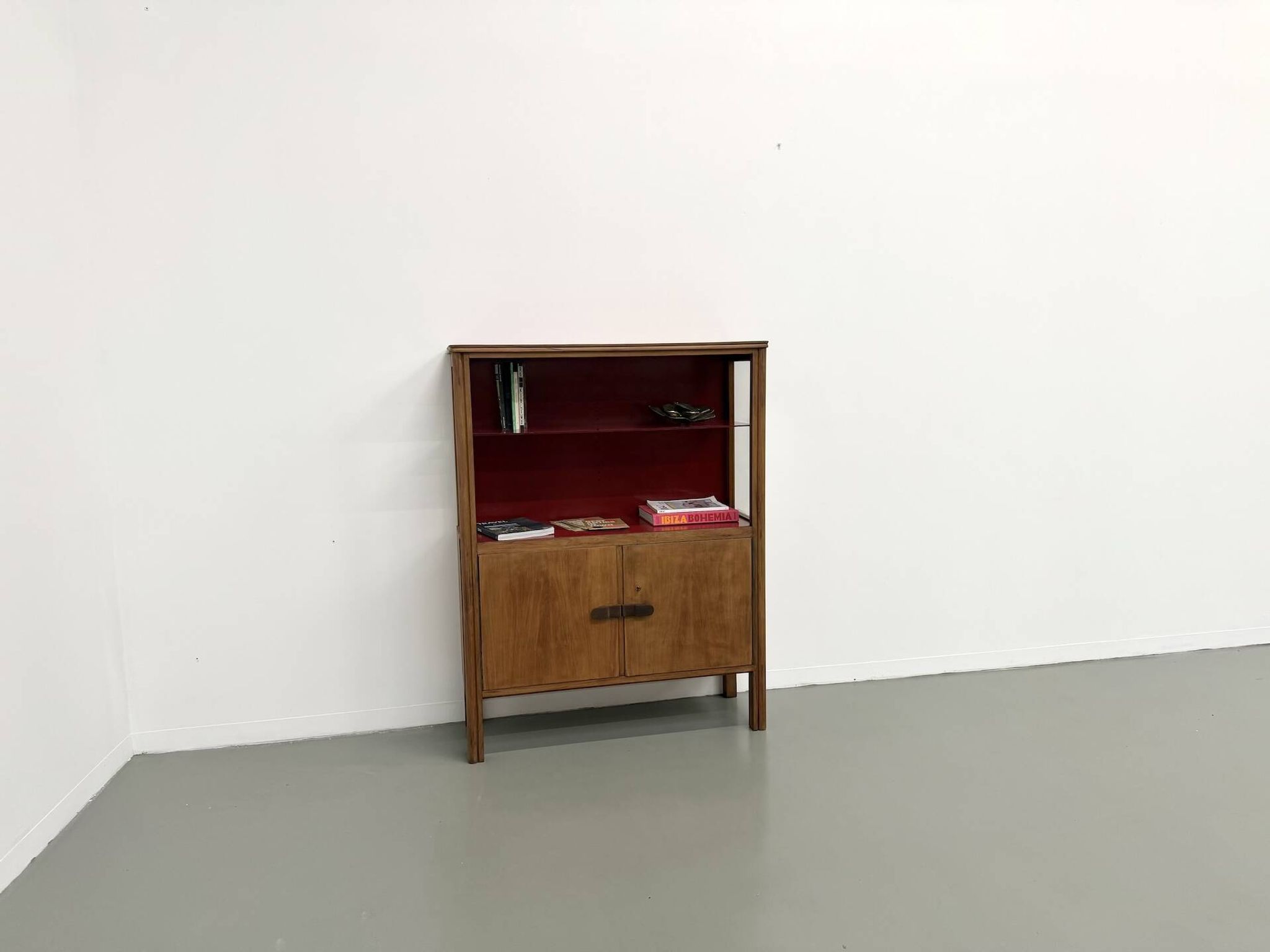 1950s Brazilian modernist library in exotic wood and lacquer.