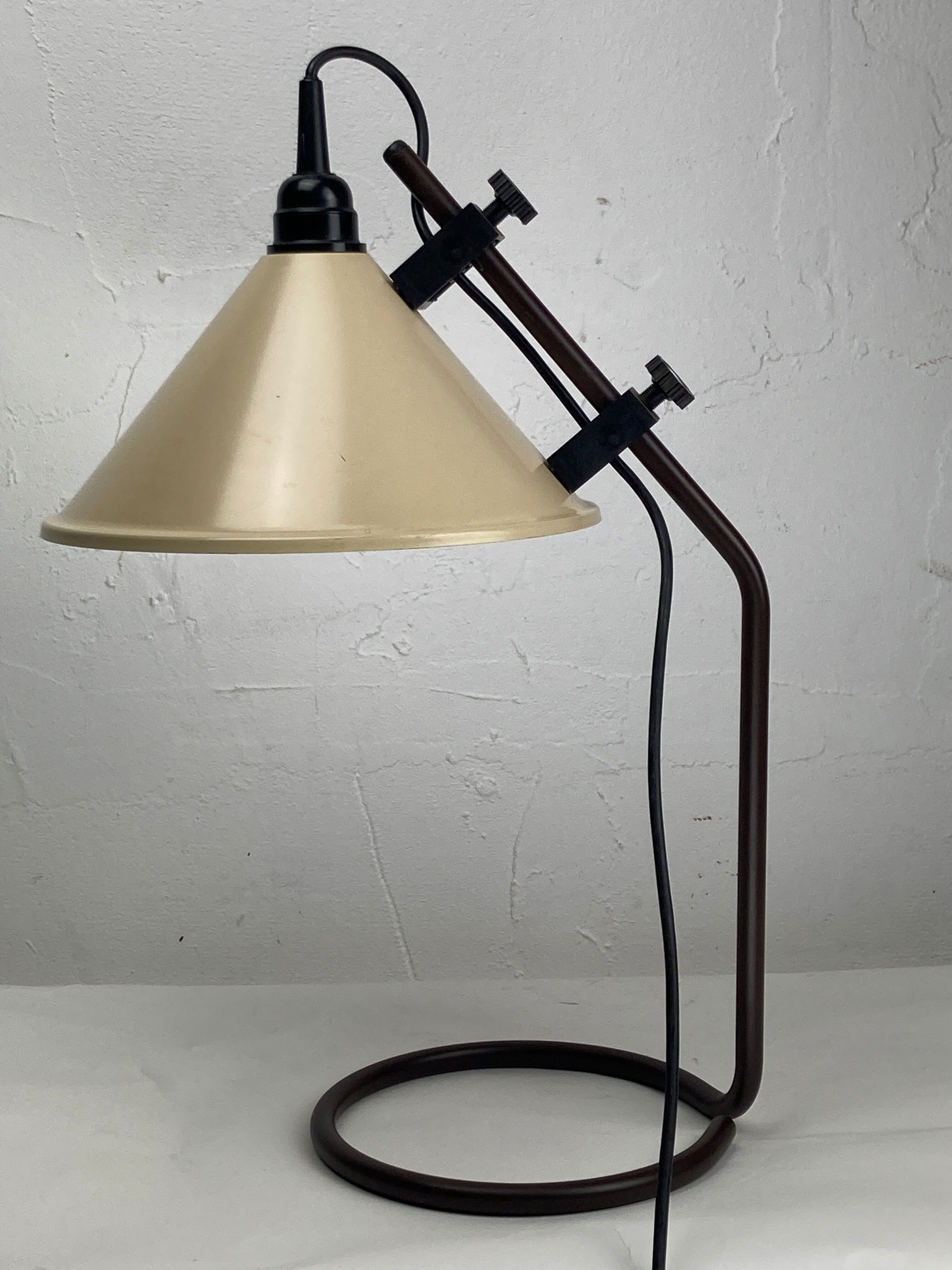 Brown metal "modernist" architectural desk lamp, Dutch 1970s