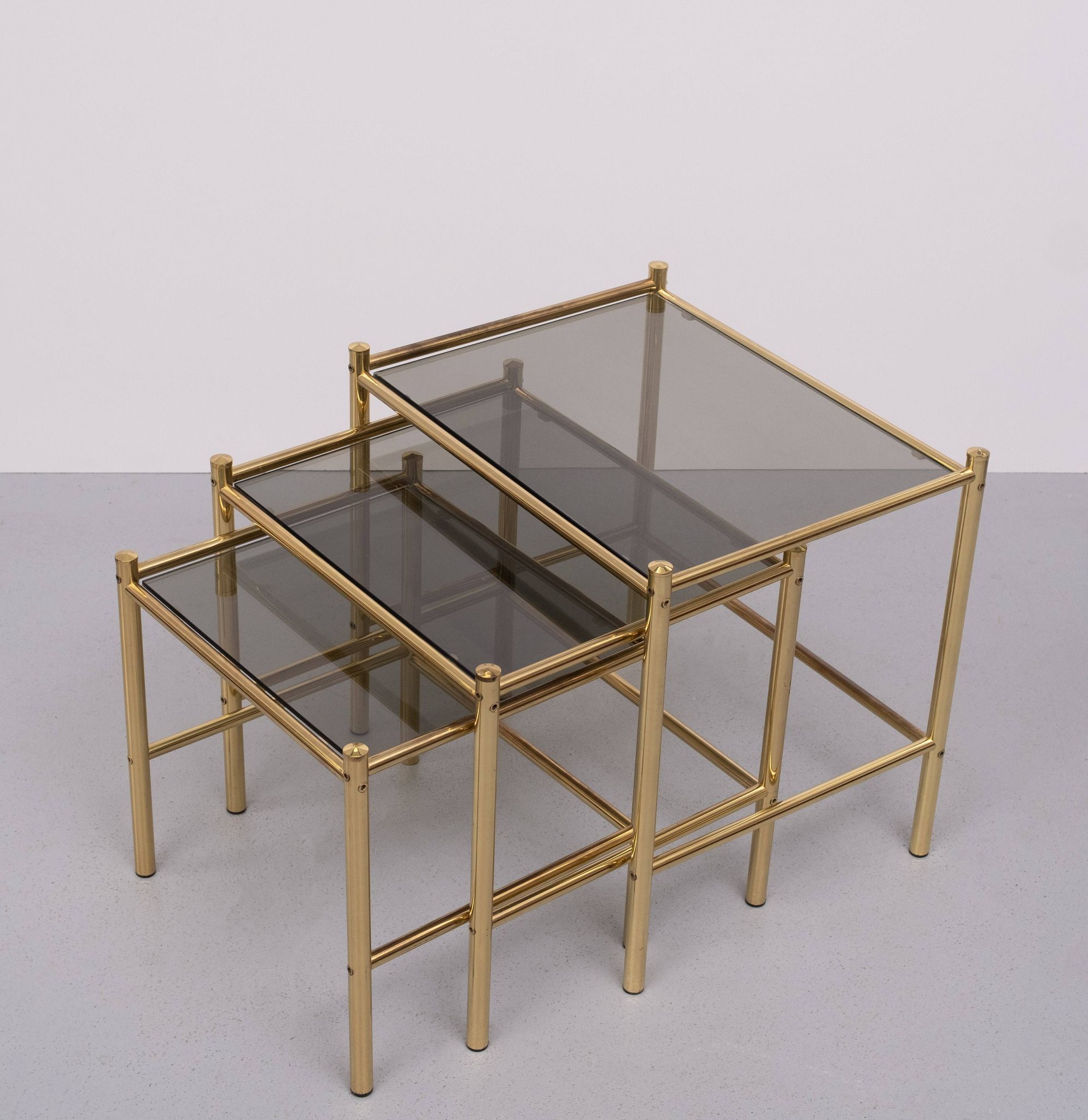Brass nesting tables Hollywood Regency 1970s France