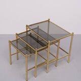 Brass nesting tables Hollywood Regency 1970s France