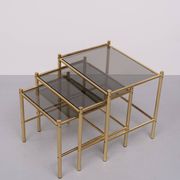 Brass nesting tables Hollywood Regency 1970s France