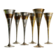 6 Vintage Silver-Plated Brass Champagne Flutes