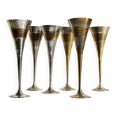 6 Flutes Champagne Laiton Argenté Vintage
