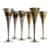 6 Vintage Silver-Plated Brass Champagne Flutes