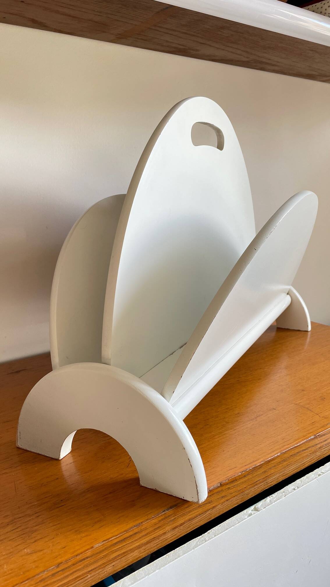 White Magazine Rack 1980s Design