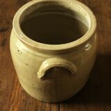Grey glazed stoneware pot two handles 5 L