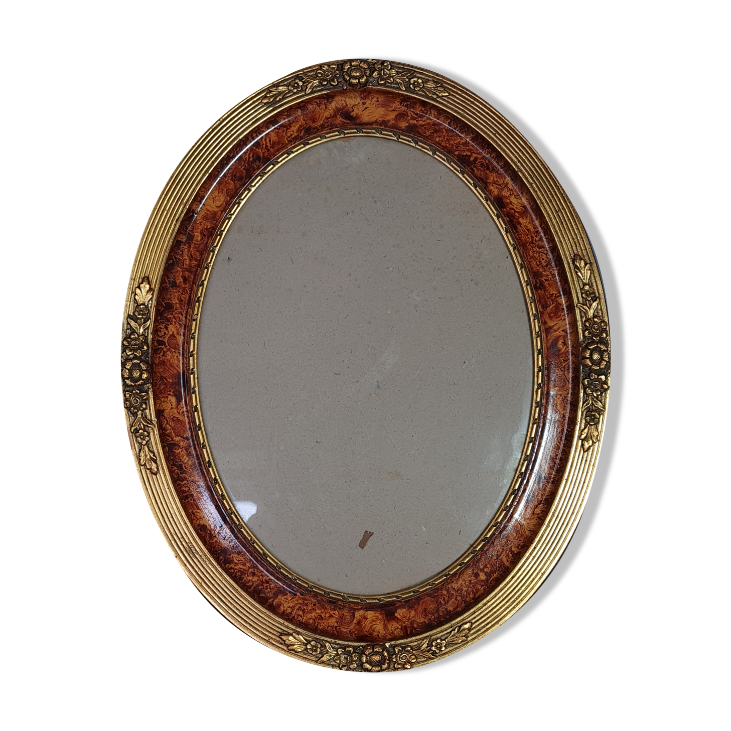 Old oval frame gilded stucco wood