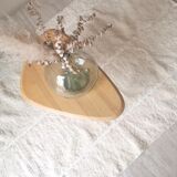 Berber carpet Béni Ouarain plain white with inlaid line patterns