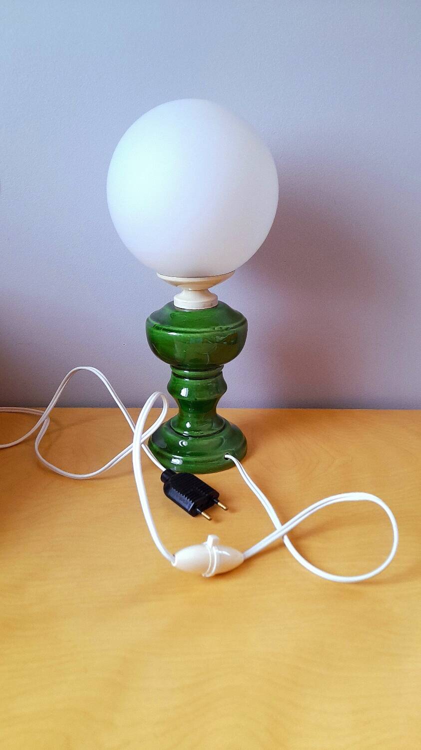 Ceramic and opaline lamp, 1970.