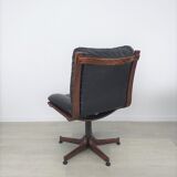 Vintage Scandinavian leather office armchair 60s