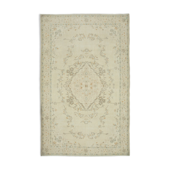 Handwoven vintage beige rug 196 cm x 305 cm