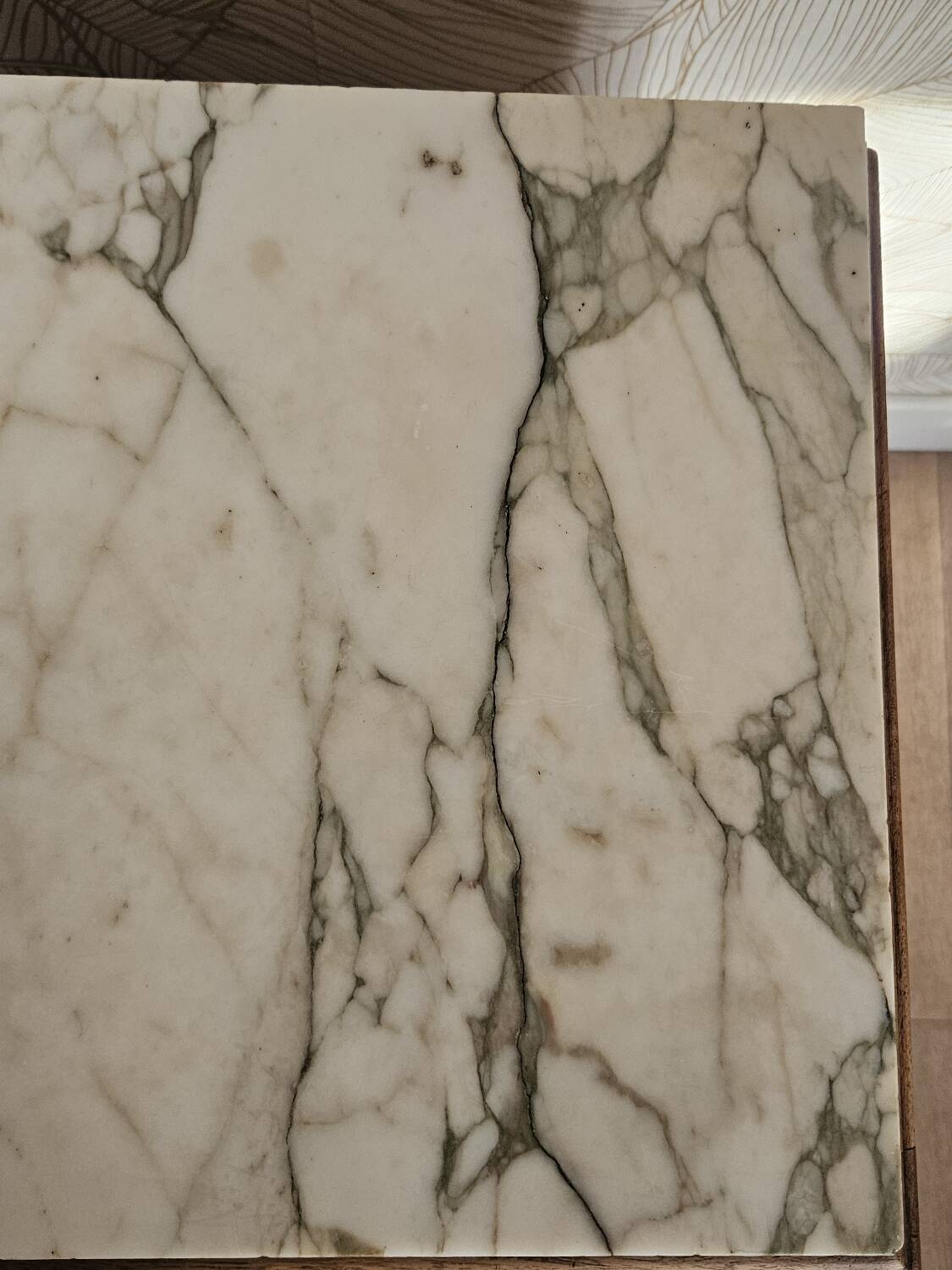 Art Deco bedside table in walnut and marble