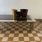 Rectangular coffee table in chrome steel and smoked glass from the 70s