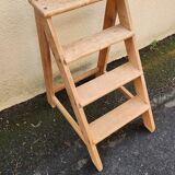 Solid wood step stool, sanded, from the 1960s-1970s.