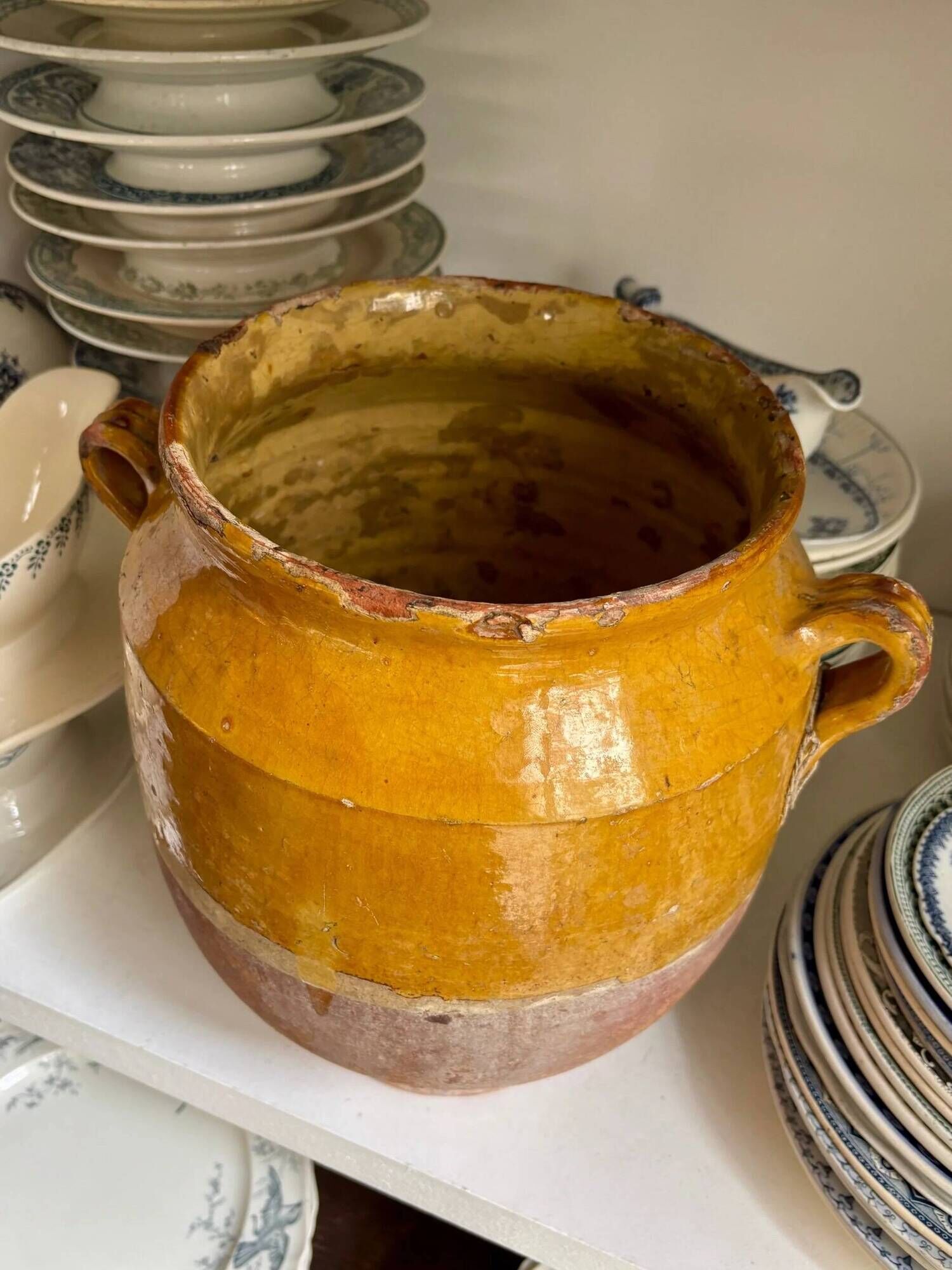 Grease pot, glazed ochre ceramic jar no. 4 - 18th century