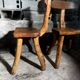 Pair of brutalist olive chairs