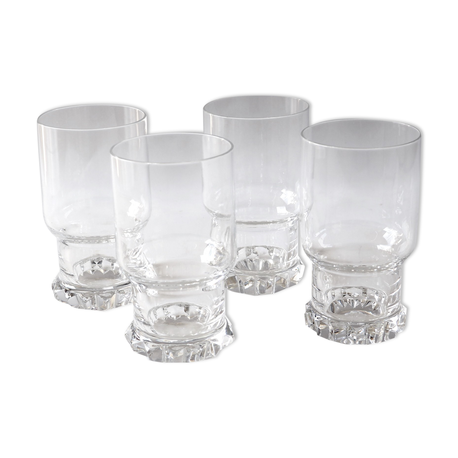 4 high crystal whisky glasses