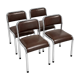 Set of 4 vintage dining chairs in chrome, brown faux leather, 1970s.