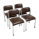 Set of 4 vintage dining chairs in chrome, brown faux leather, 1970s.