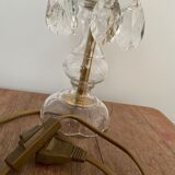 Pied de lampe en verre et laiton