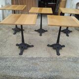 Set of 5 solid oak bistro gueridon tables 60/60 cm