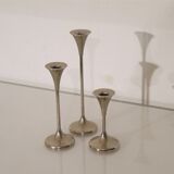 Danish metal candle holder set 1970