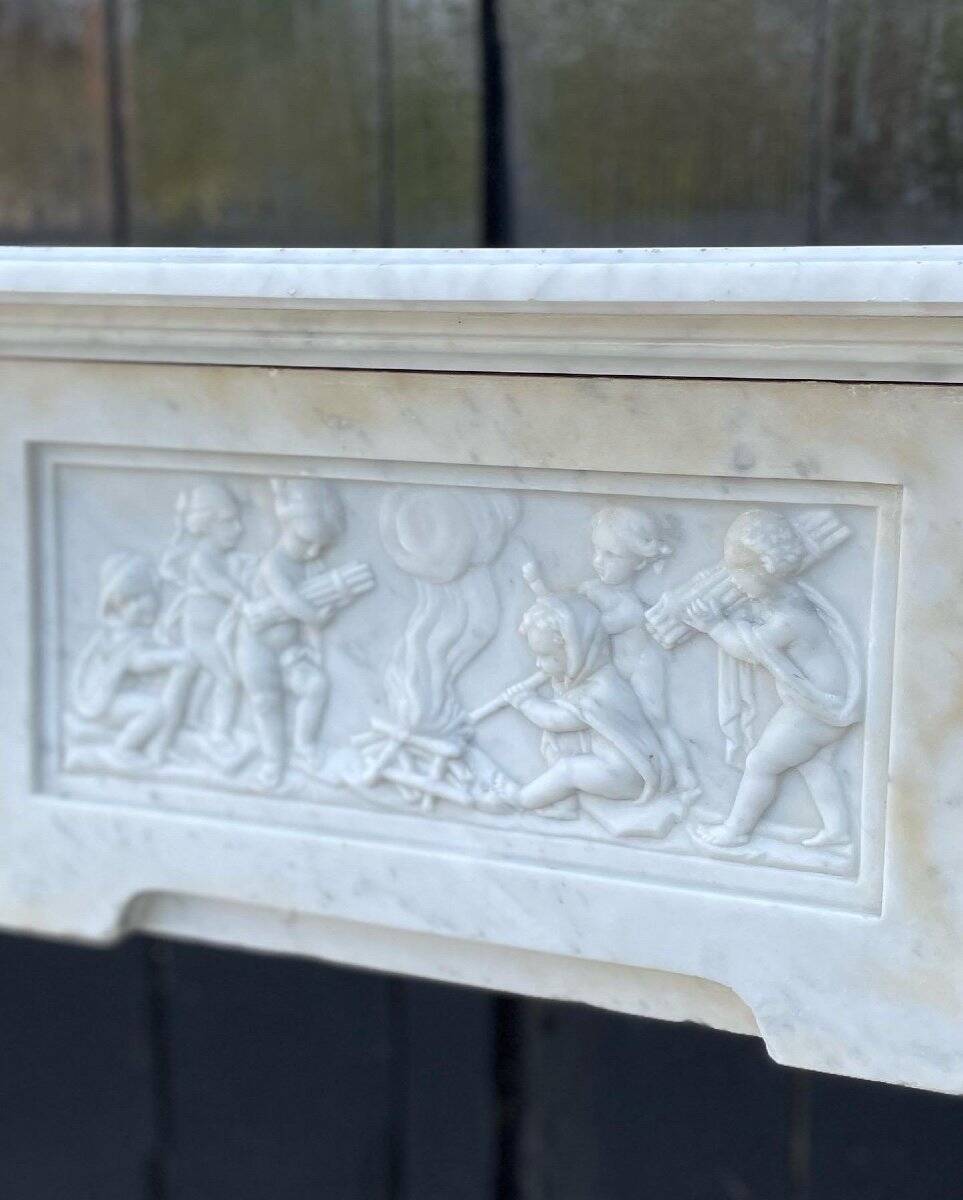 Louis XVI fireplace in Carrara marble