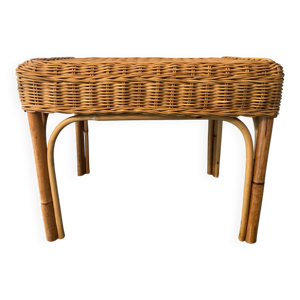 ottoman vintage en rotin