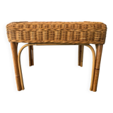 Ottoman vintage in rattan and woven wicker