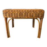 Ottoman vintage en rotin et osier tressé