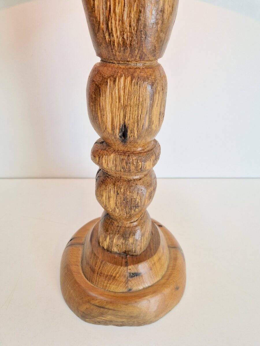 Lampe de table en bois brutaliste moderne du milieu du siècle, France, années 1950