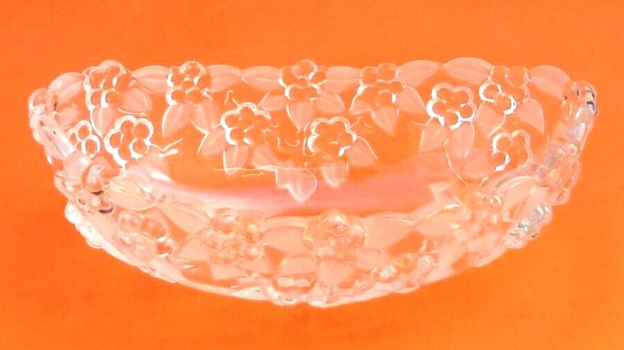 Bowl / Fruit bowl transparent glass with floral decoration