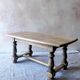 Old farmhouse coffee table in solid oak - turned legs and stretcher.