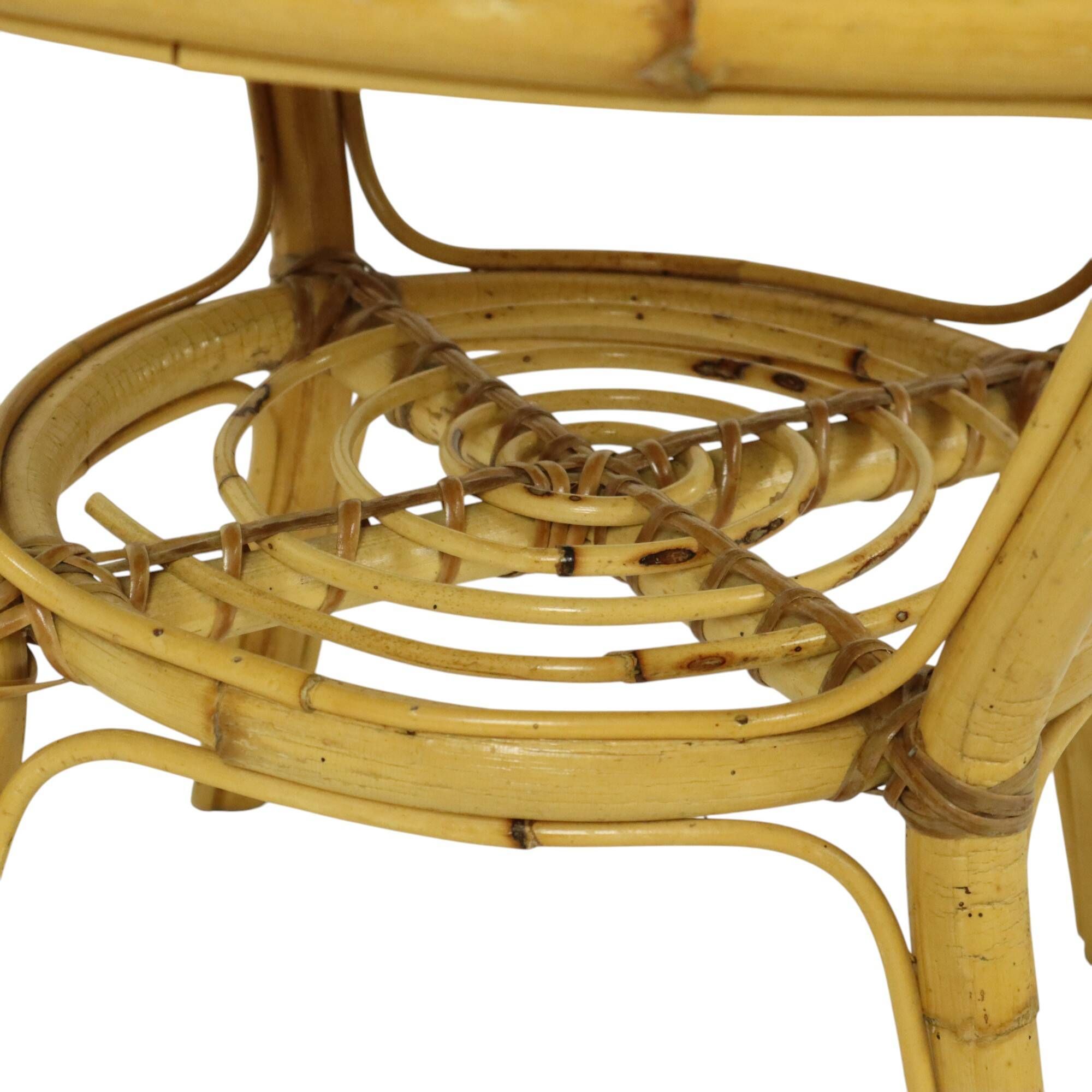 Italian rattan armchair, French Riviera style; Bohemian style side table