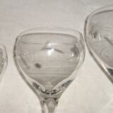 Set of 12 stemware chiseled flowers vintage 60-70 years