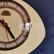 Vintage formica clock silent asymmetrical wall pendulum "FFR Morbier yellow black"